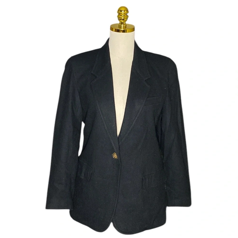 LIZ SPORT | Women’s Vintage 1990s 2000s Black 100% Wool Blazer Size 6P